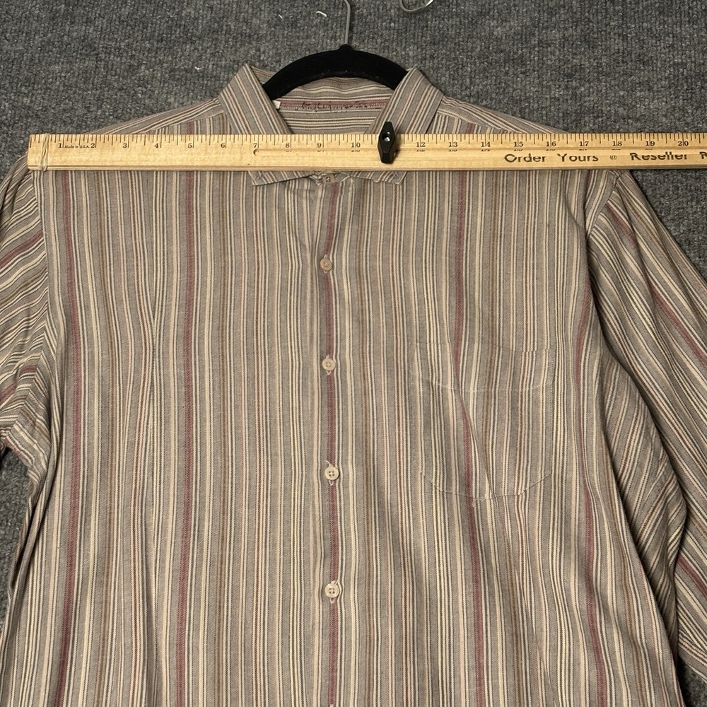 Ruff Hewn Button Down Shirt Men's L‎ Classic Fit Tan Striped Cotton NPL 16/16.5 - Picture 16 of 16